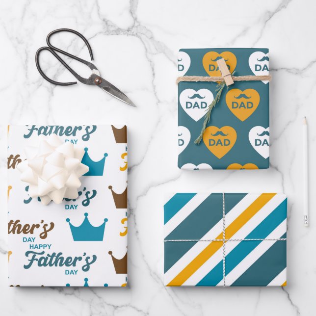 Feuille De Papier Cadeau Fête des pères King Papa Set (Recto)