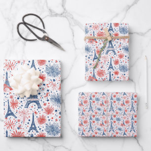 Feuille De Papier Cadeau Fête du Bastille France Motif 4