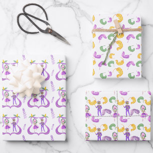 Feuille De Papier Cadeau Fête du Mardi Gras à l'aquarelle