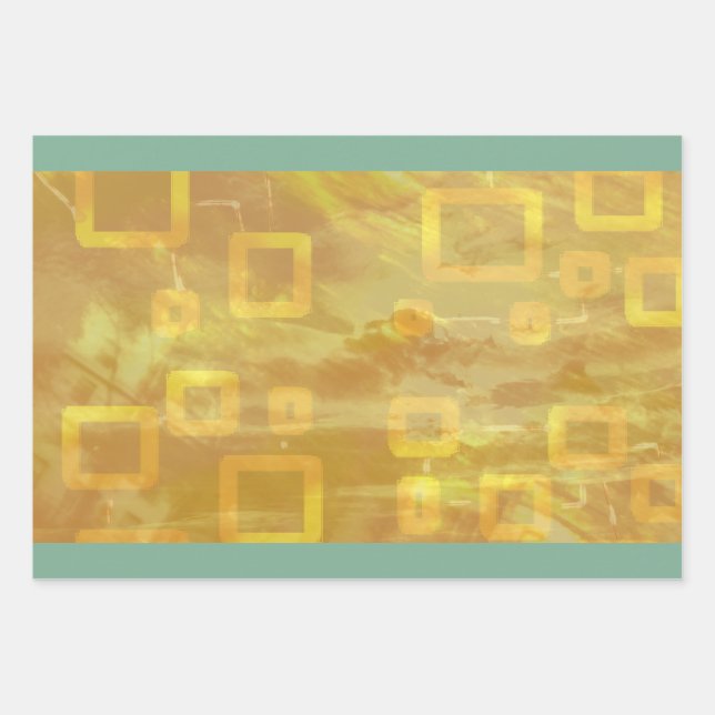 Feuille De Papier Cadeau Fête festive moderne chic vert et jaune (Devant)