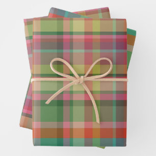 Feuille De Papier Cadeau Fête Rétro Noël Carreaux Mignon Prépa Férié