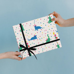 Feuille De Papier Cadeau Fêtes d'anniversaire parfaites pour les chats joue