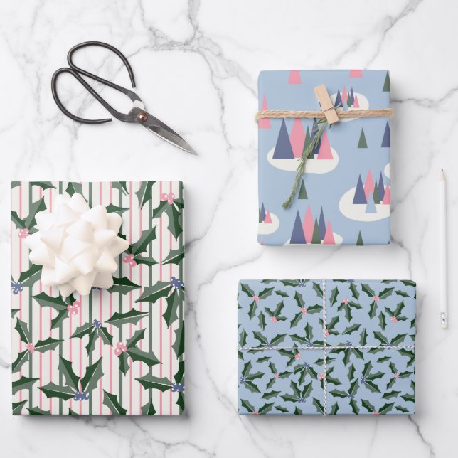 Feuille De Papier Cadeau Fêtes nostalgiques (Recto)