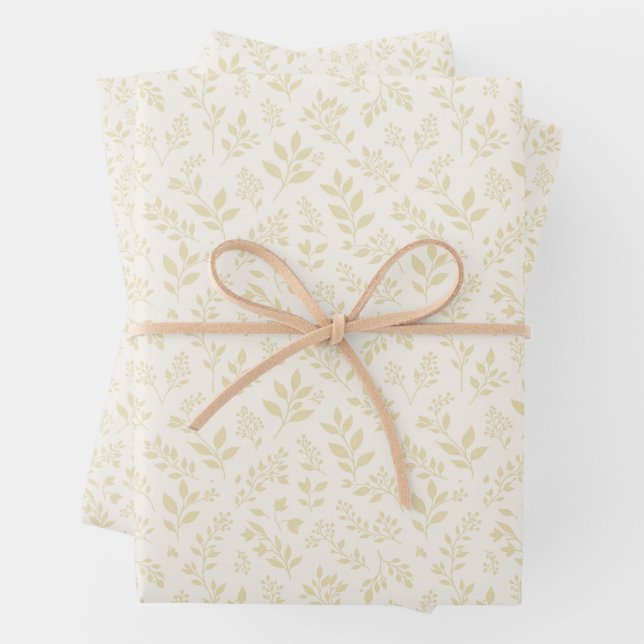 Feuille De Papier Cadeau Feuillage d'automne Blé Doré - Neutre (En situation)