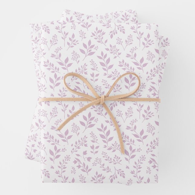 Feuille De Papier Cadeau Feuillage d'automne Lilac Chaud - Neutre (En situation)