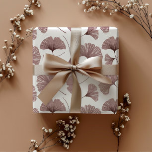 Feuille De Papier Cadeau Feuillage moderne Dusty Rose Pink Ginkgo