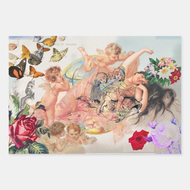 Feuille De Papier Cadeau FEUILLE PLAT CADEAU WRAP RETRO CONCEPTION de la Sa (Devant)