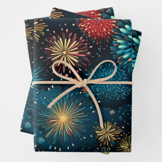Feuille De Papier Cadeau Feux de Noël rétro