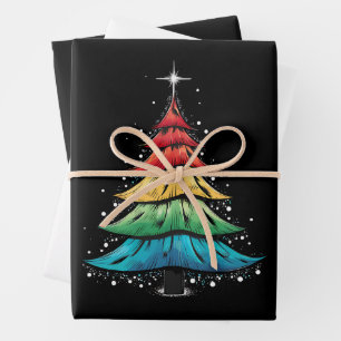 Feuille De Papier Cadeau Fierté LGBTQ Arc-en-ciel Drapeau Gay Arbre de Noël