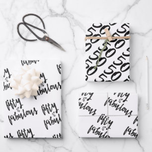 Feuille De Papier Cadeau Fifty & Fabulous - Fun 50e anniversaire