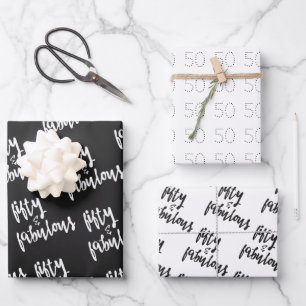 Feuille De Papier Cadeau Fifty & Fabulous - Fun 50e anniversaire
