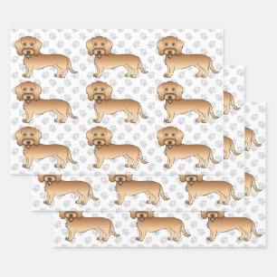 Feuille De Papier Cadeau Fil à roue Haired Dachshund Motif de dessin de chi