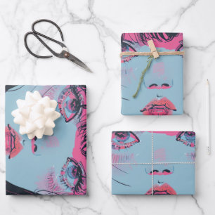 Feuille De Papier Cadeau Fille Anime Pastel en Bonnet d'Art