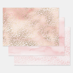Feuille De Papier Cadeau Fille Blush Pink Glam Empreinte de léopard or