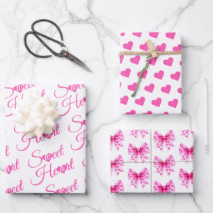 Feuille De Papier Cadeau Fille de la Saint-Valentin bébé douche ruban rose