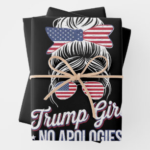 Feuille De Papier Cadeau Fille de Trump Pas de excuses Bun en désordre Rétr