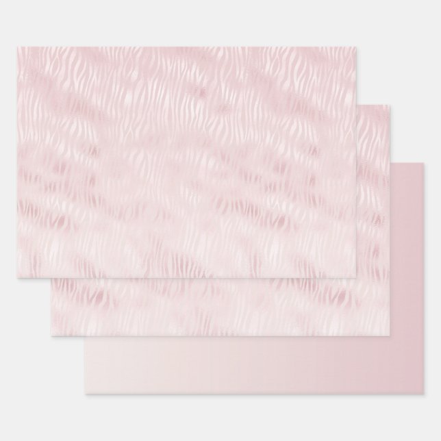 Feuille De Papier Cadeau Fille Glam Blush Pink Zebra Imprimer (Lot)