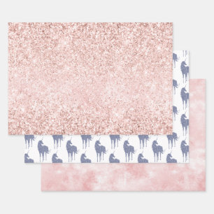 Feuille De Papier Cadeau Fille Glam Blush rose violet Parties scintillant U