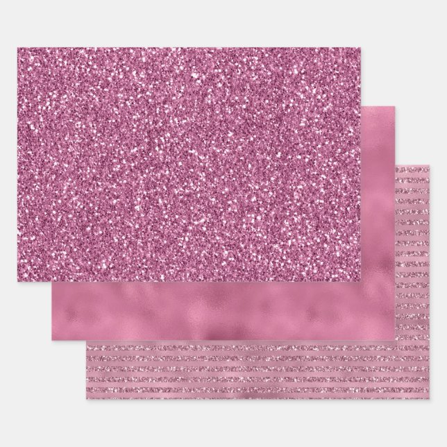 Feuille De Papier Cadeau Fille Joli rose brillant Parties scintillant étinc (Lot)