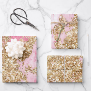 Feuille De Papier Cadeau Fille Parties scintillant or rose Anniversaire