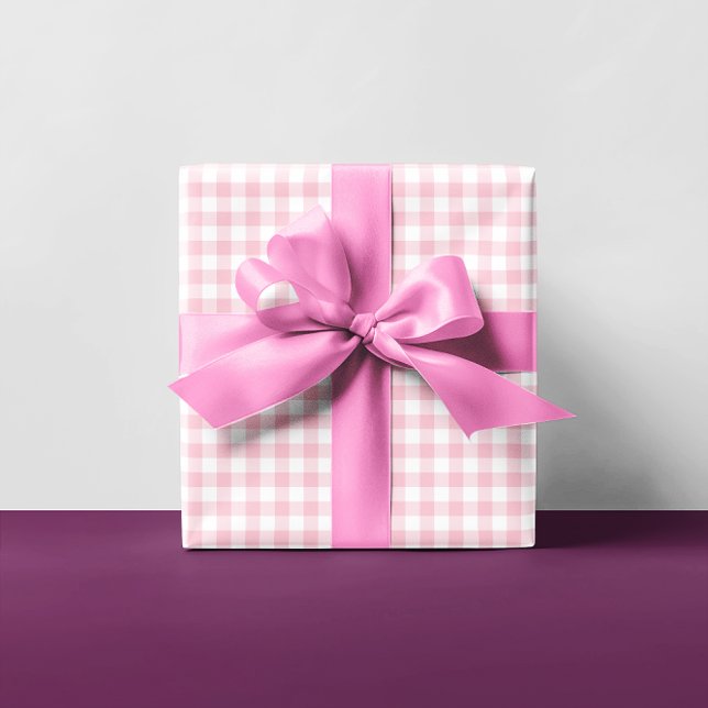 Feuille De Papier Cadeau Fille Pastel Rose En vichy Plaid Multi (Pink and White Gingham - Small Pattern)