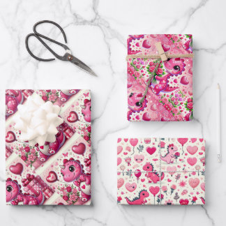 Feuille De Papier Cadeau Fille Pop Dinosaur Saint Valentin