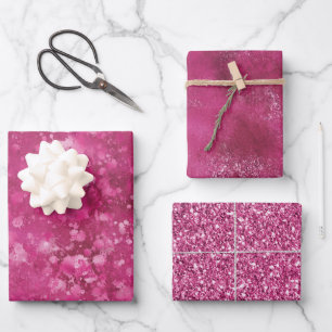 Feuille De Papier Cadeau Fille rose Abstrait Glitzy Parties scintillant