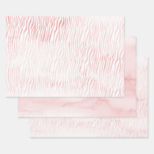 Feuille De Papier Cadeau Fille rose blanc Aquarelle Animal Zebra Imprimer
