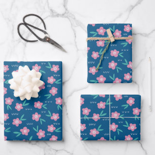Feuille De Papier Cadeau Fille rose moderne fleurie botanique