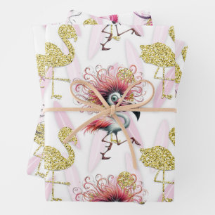 Feuille De Papier Cadeau Flamant rose Funny Design pour la fête