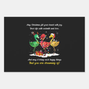 Feuille De Papier Cadeau Flamant rose Noël