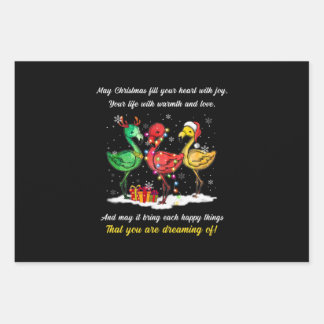 Feuille De Papier Cadeau Flamant rose Noël