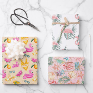 Feuille De Papier Cadeau Flamants roses