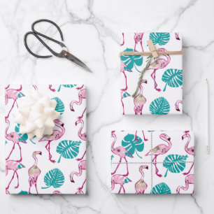 Feuille De Papier Cadeau Flamants roses roses