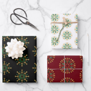 Feuille De Papier Cadeau Flambeaux de Noël modernes