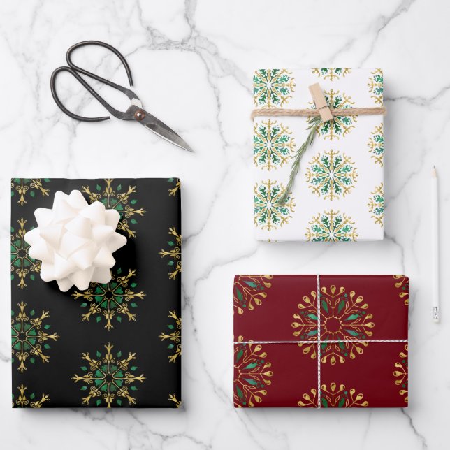 Feuille De Papier Cadeau Flambeaux de Noël modernes (Recto)