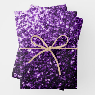 Feuille De Papier Cadeau Flamme de parties scintillant violet foncé