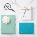 Feuille De Papier Cadeau Flammes de neige Mint Aqua Christmas Gold<br><div class="desc">Chic Mint Aqua Noël Flèches de neige en or</div>