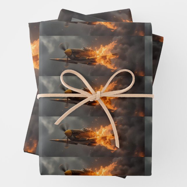 Feuille De Papier Cadeau Flammes du ciel : l'odeur d'un Spitfire (En situation)