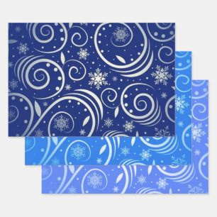 Feuille De Papier Cadeau Flèche arctique bleue et blanche