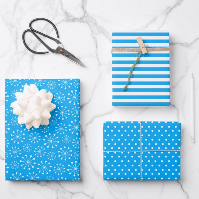 Feuille De Papier Cadeau Flèche de neige bleue (Recto)