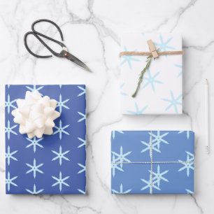 Feuille De Papier Cadeau Flèche de neige bleue