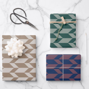 Feuille De Papier Cadeau Flèche Deux Tons Gras Couleurs Tirées Chevron
