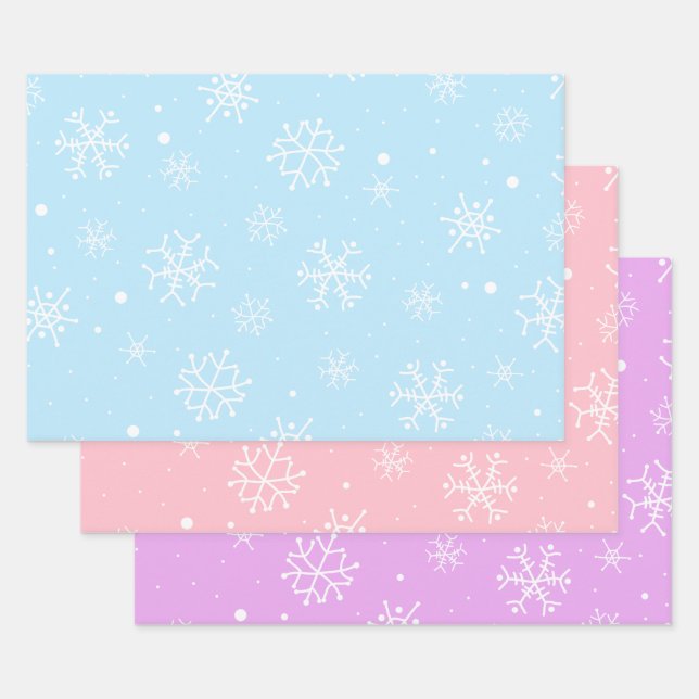 Feuille De Papier Cadeau Flèches blanches bleu rose violet (Lot)