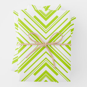 Feuille De Papier Cadeau Flèches en vert et blanc
