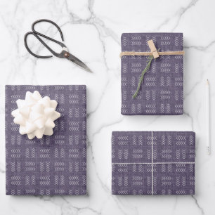 Feuille De Papier Cadeau Flèches sur lin pourpre terne