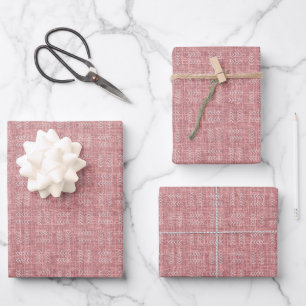 Feuille De Papier Cadeau Flèches sur lin rose