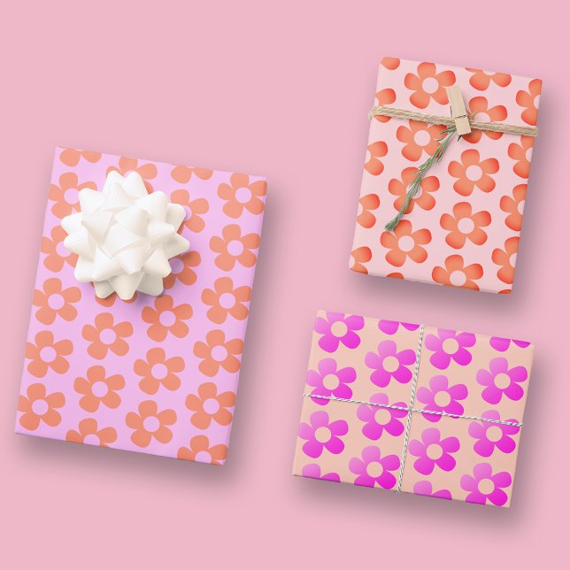 Feuille De Papier Cadeau Fleur Blush Pink Rose Chaud Simple (Créateur téléchargé)