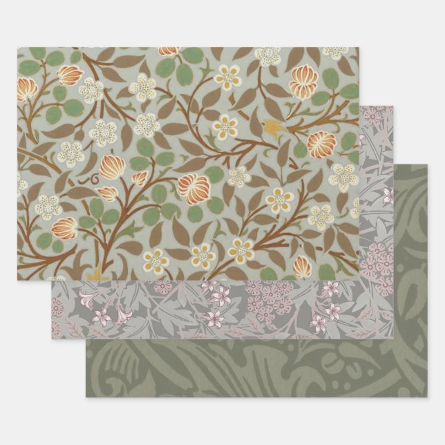 Feuille De Papier Cadeau Fleur botanique de trèfle William Morris (Lot)