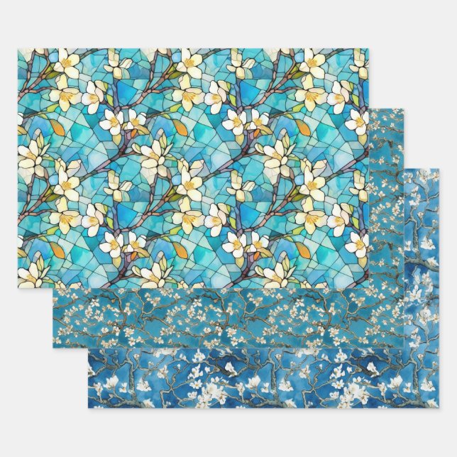 Feuille De Papier Cadeau Fleur d'amande inspirée de Van Gogh Wrapping Paper (Lot)